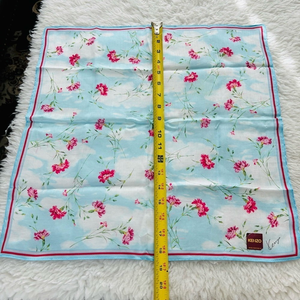 Kenzo Light blue/Multicolor Floral 100% Cotton Bandanna/Scarf - Picture 9 of 9